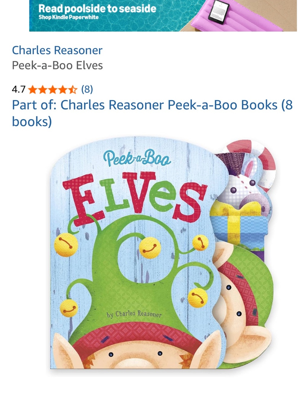 Peek-a-Boo Elves Board Book- New